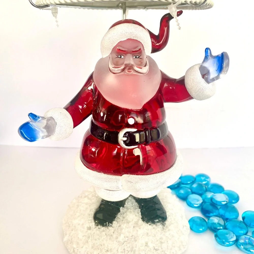 Santa Claus Candle Holder,‎ glass and ceramic, vintage, deco, Christmas, gift